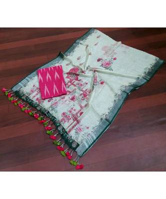pink woven cotton unstitched top with dupatta 1