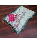 pink woven cotton unstitched top with dupatta