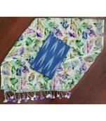 blue woven cotton unstitched top with dupatta