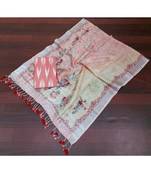 pink woven cotton unstitched top with dupatta