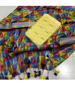 yellow woven cotton unstitched top with dupatta