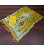 yellow woven cotton unstitched top with dupatta