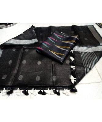 black woven cotton unstitched top with dupatta 1