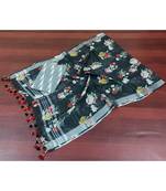 grey woven cotton unstitched top with dupatta