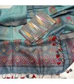 Multicolor woven cotton unstitched top with dupatta