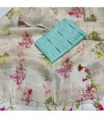 green woven cotton unstitched top with dupatta