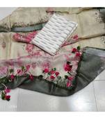 white woven cotton unstitched top with dupatta