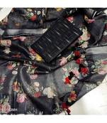 black woven cotton unstitched top with dupatta