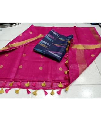 black woven cotton unstitched top with dupatta 1
