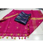 black woven cotton unstitched top with dupatta