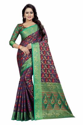 Light lilac woven banarasi silk saree  1