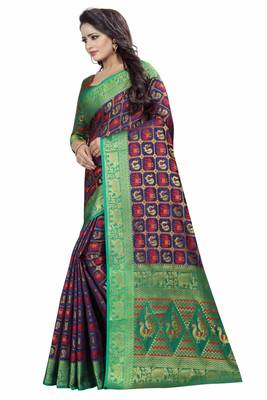 Light lilac woven banarasi silk saree  2