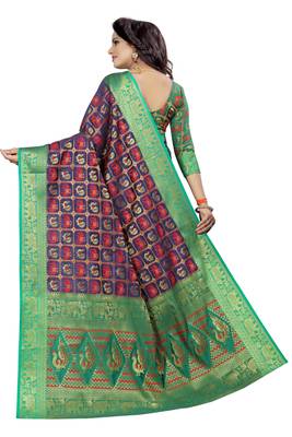 Light lilac woven banarasi silk saree  3