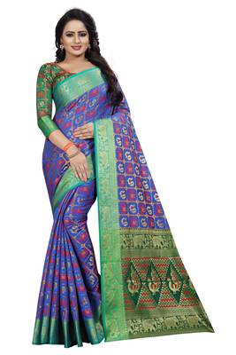 Blue woven banarasi silk saree  1