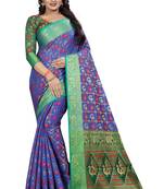 Blue woven banarasi silk saree 