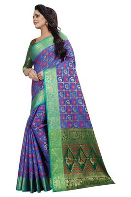 Blue woven banarasi silk saree  2