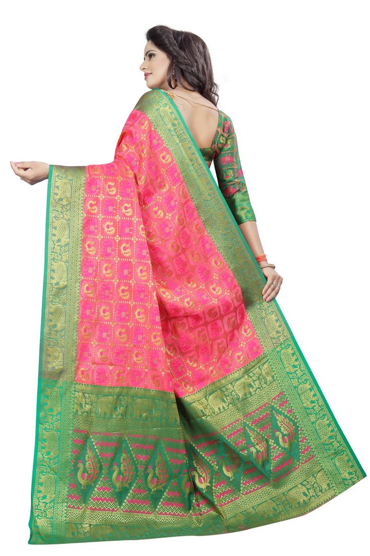 hot pink banarasi saree