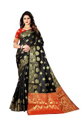 Black woven banarasi silk saree  1