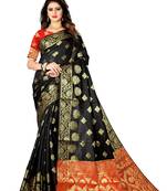 Black woven banarasi silk saree 