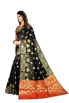 Black woven banarasi silk saree  2