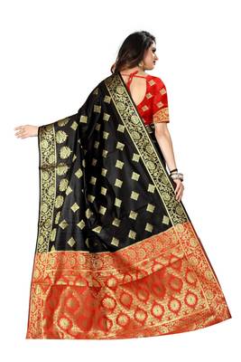 Black woven banarasi silk saree  3
