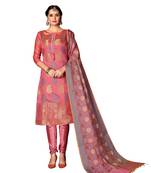 Kimisha Women's Light-Pink Banarasi Heavy Silk Banarasi Semi-stitched Salwar Suit Material