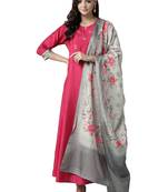 Pink printed art silk ethnic-kurtis