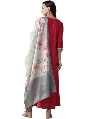 Pink printed art silk ethnic-kurtis 2