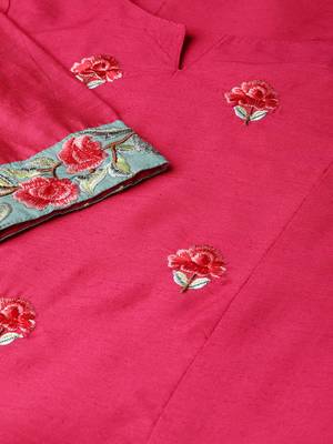 Pink printed art silk ethnic-kurtis 5