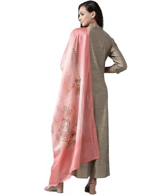 Beige printed art silk ethnic-kurtis 2