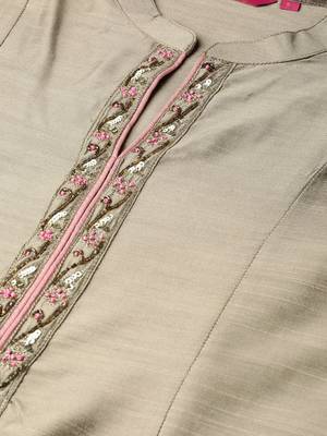 Beige printed art silk ethnic-kurtis 4