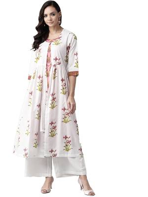 White floral print cotton salwar 1