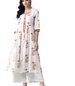 White floral print cotton salwar