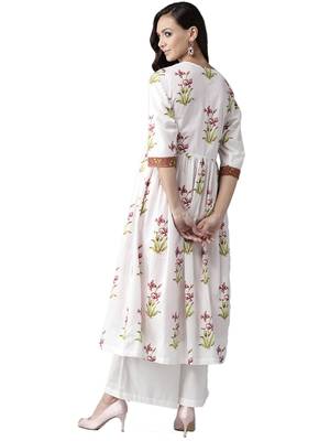 White floral print cotton salwar 2