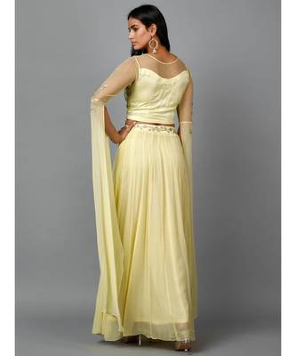 Women's Katdana Sequins Embroidered Wedding Lehenga in Lemon 5