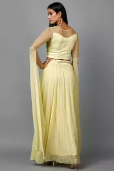 Women's Katdana Sequins Embroidered Wedding Lehenga in Lemon
