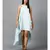 Women's Halter Neck Ruffle Drape Georgette Party/ Evening Gown in Light Blue