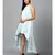 Women's Halter Neck Ruffle Drape Georgette Party/ Evening Gown in Light Blue