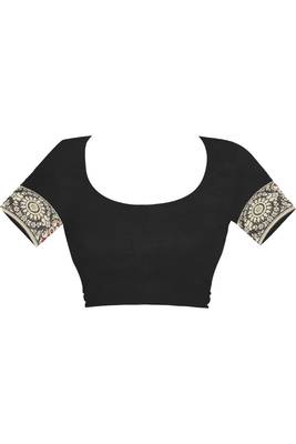 Black woven banarasi silk saree with blouse 5