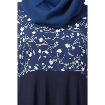 Printed Frilled abaya- Navy Blue 4