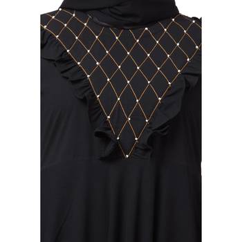 Designer printed Umbrella abaya with handwork- Black 4