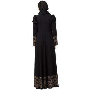 Designer printed Umbrella abaya with handwork- Black 5