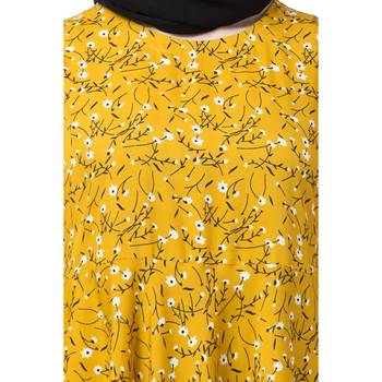 Mustard printed Umbrella abaya with bell sleeves 4