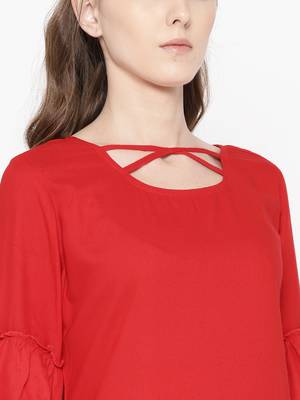 Red plain Rayon Kurta and Palazzo Set 2