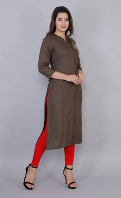Brown embroidered viscose ethnic-kurtis 2