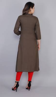 Brown embroidered viscose ethnic-kurtis 4