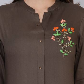 Brown embroidered viscose ethnic-kurtis 5
