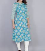 Blue printed cotton ethnic-kurtis