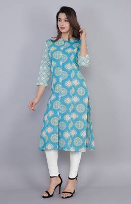 Blue printed cotton ethnic-kurtis 2