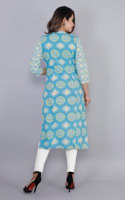 Blue printed cotton ethnic-kurtis 3